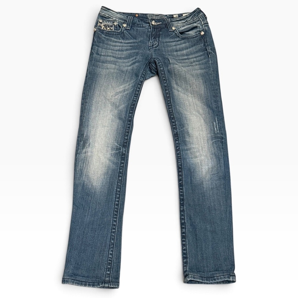 Miss Me Embellished Bling Bootcut Jeans Low Rise 28x34 (28x30) Western Y2K BKE - Picture 3 of 11